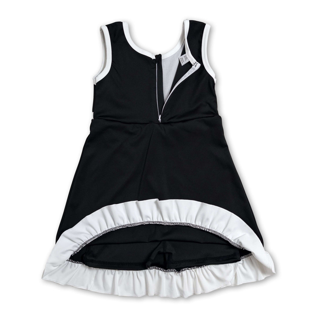Sleeveless black and white scallop girls&