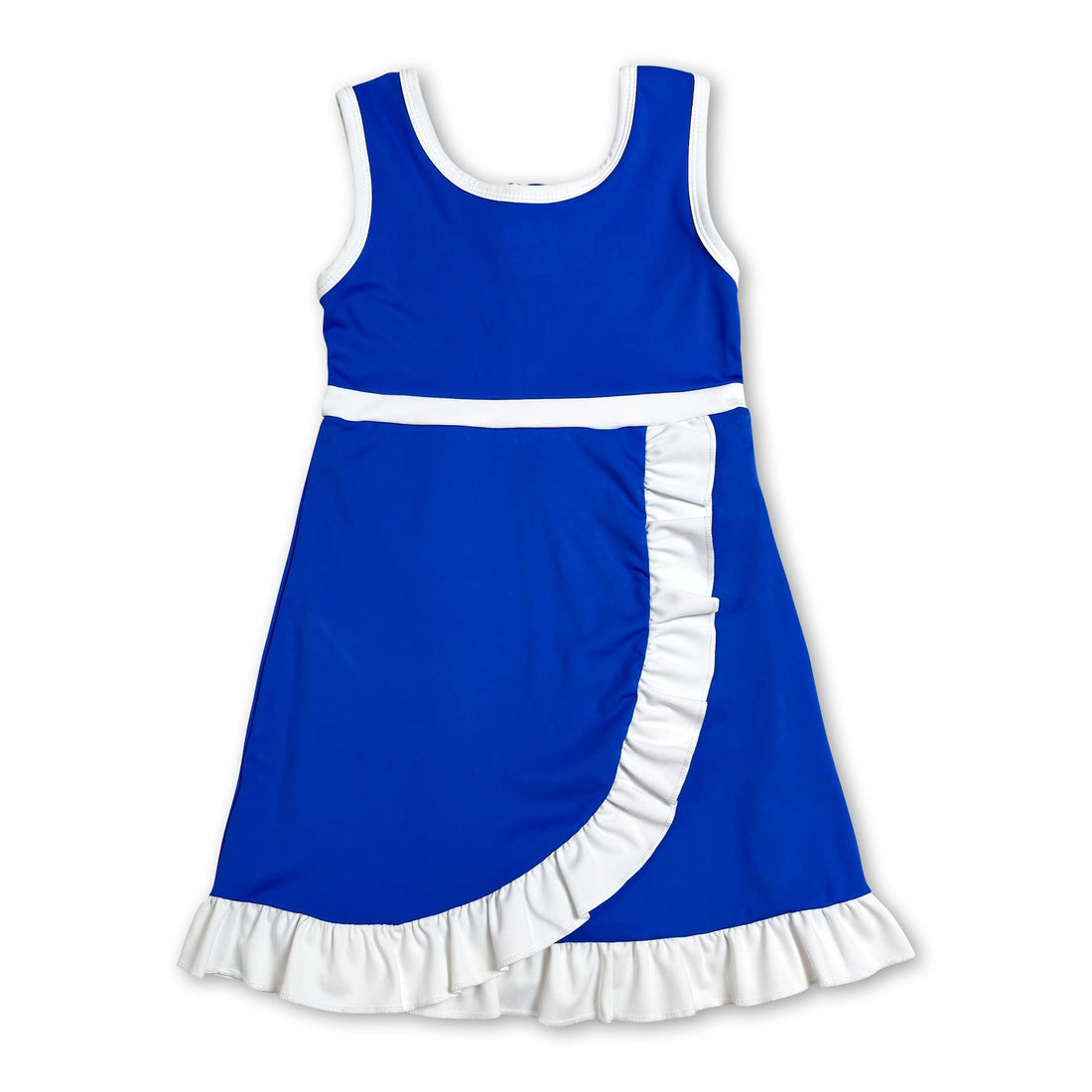 Sleeveless blue and white scallop kids girls&