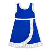 Sleeveless blue and white scallop kids girls&