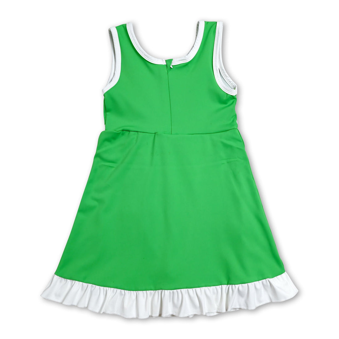Sleeveless green and white scallop girls&