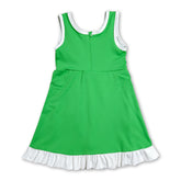 Sleeveless green and white scallop girls&