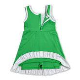 Sleeveless green and white scallop girls&