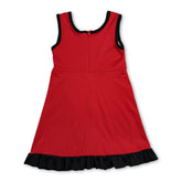 Kids girls sleeveless athletic dress by Mini Rodeo featuring red and black scallop design, perfect for active wear.