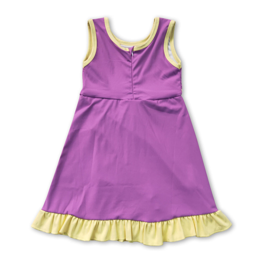 Sleeveless purple and yellow scallop kids&