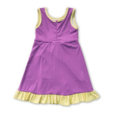 Sleeveless purple and yellow scallop kids&