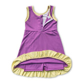 Sleeveless purple and yellow scallop girls&