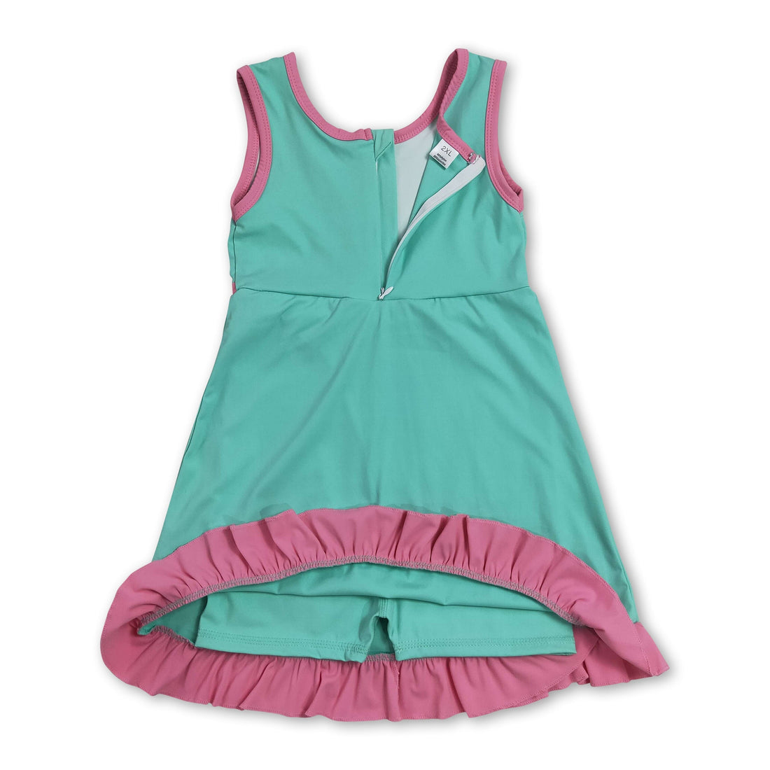 Sleeveless mint pink scallop girls&