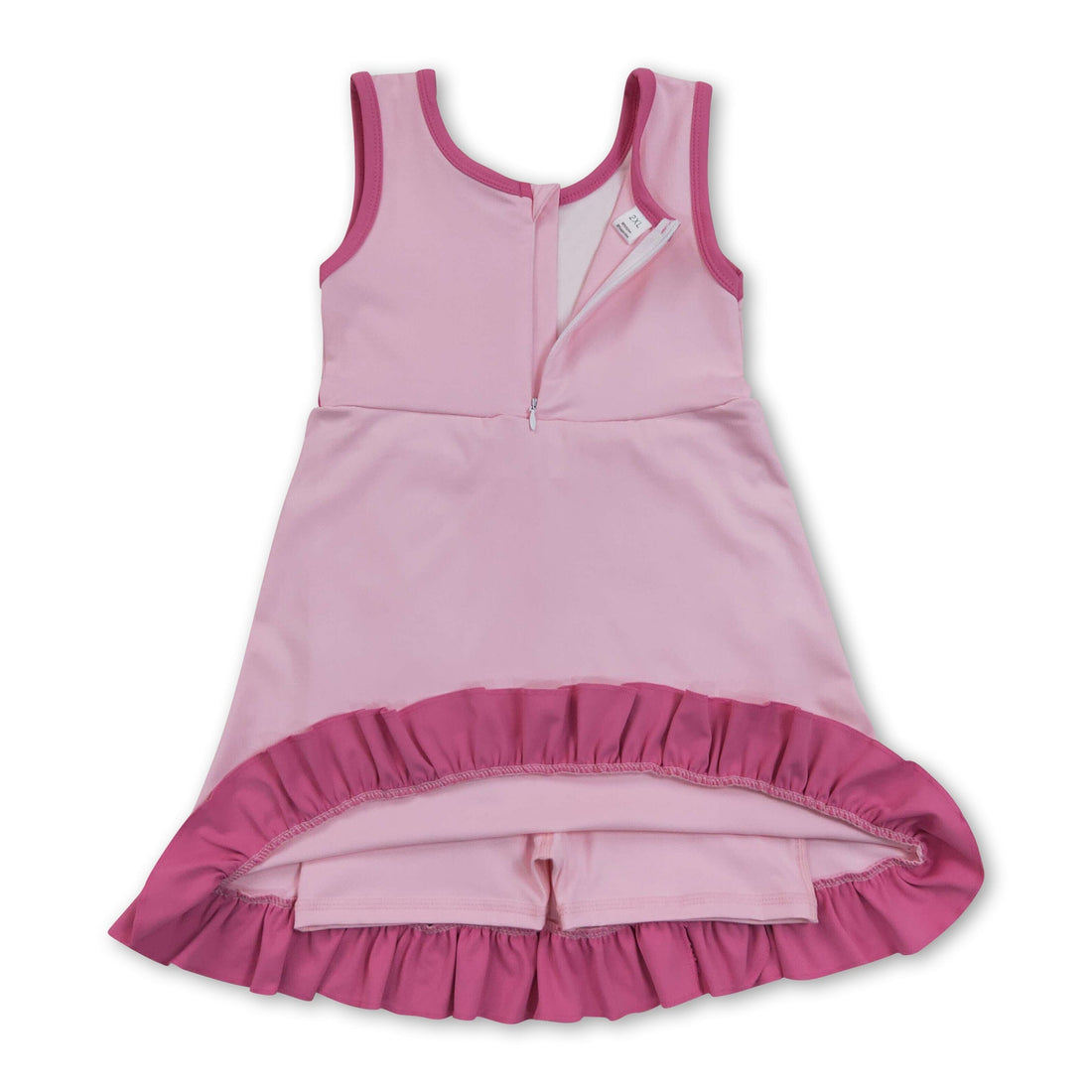 Hot pink sleeveless ruffle girls&