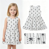 Mini Rodeo sleeveless black bow heart ruffle dress for girls, featuring short sleeves and adorable ruffle details.