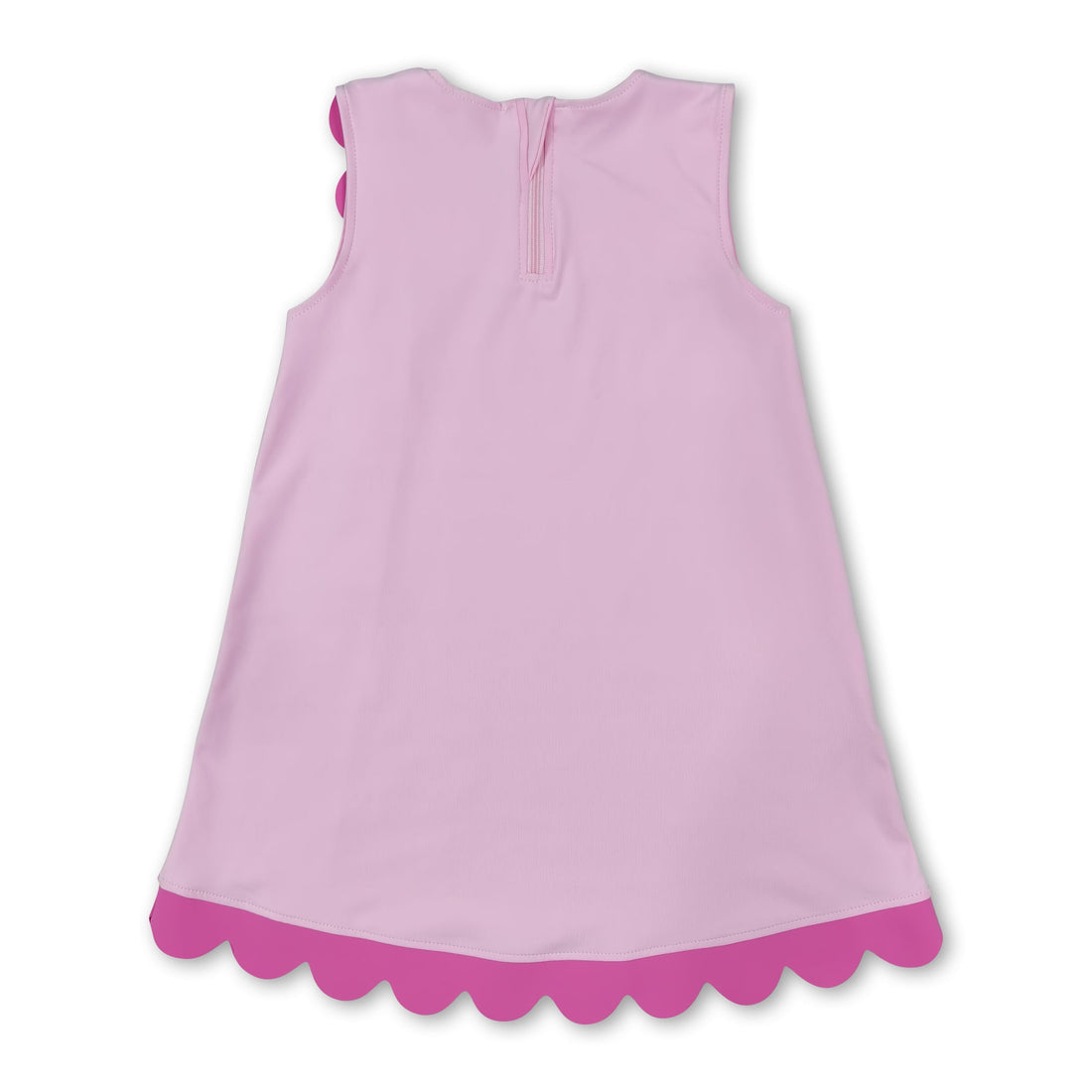 Sleeveless pink scallop cotton girls summer dress