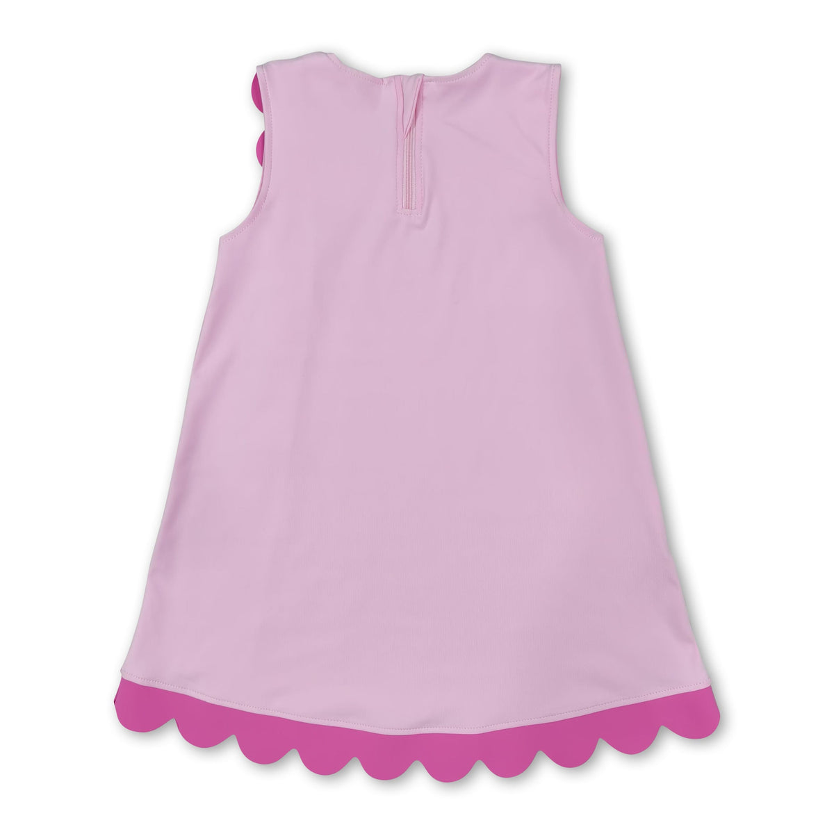 Sleeveless pink scallop cotton girls summer dress