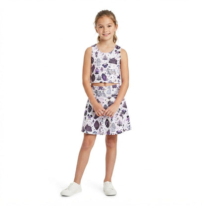 Sleeveless ghost bat kids girls Halloween active wear set
