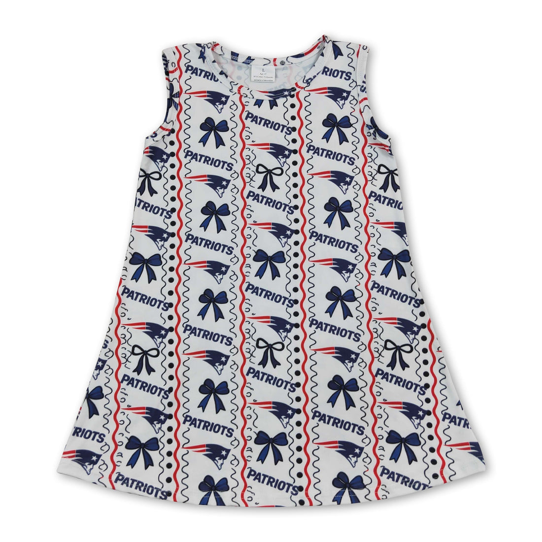 Sleeveless navy bow kids girls team summer dress