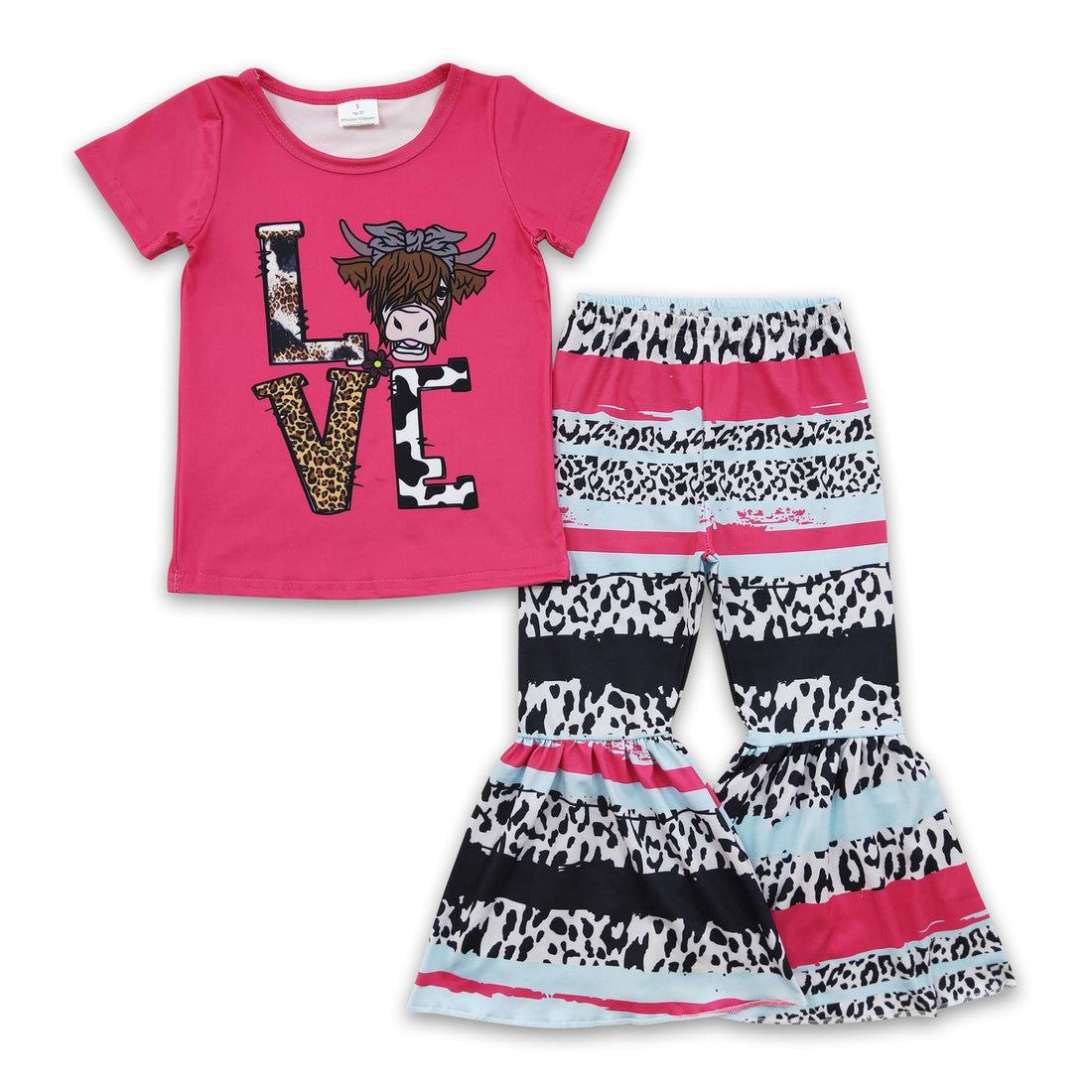 Love highland cow shirt stripe pants girls valentine&