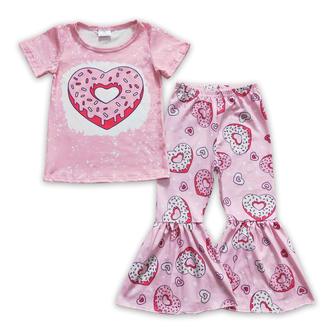 Pink heart donut kids girls valentine&