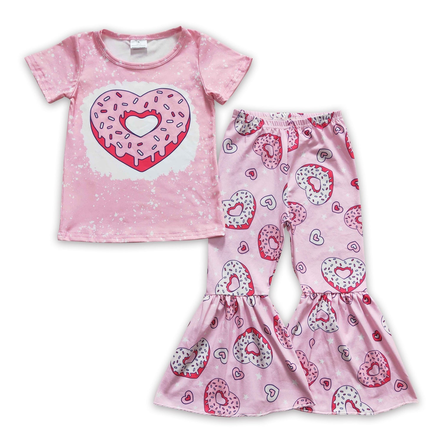 Pink heart donut kids girls valentine&