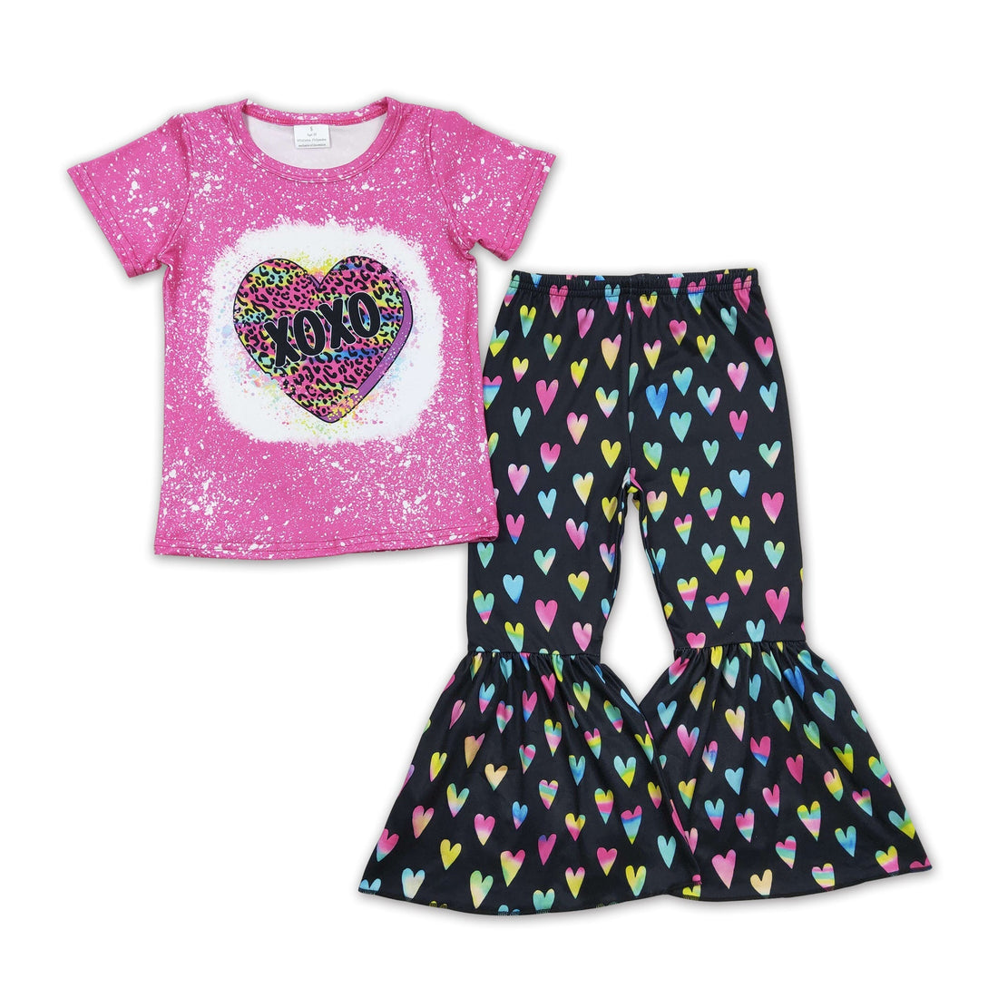 Heart leopard bleached kids girls valentine&