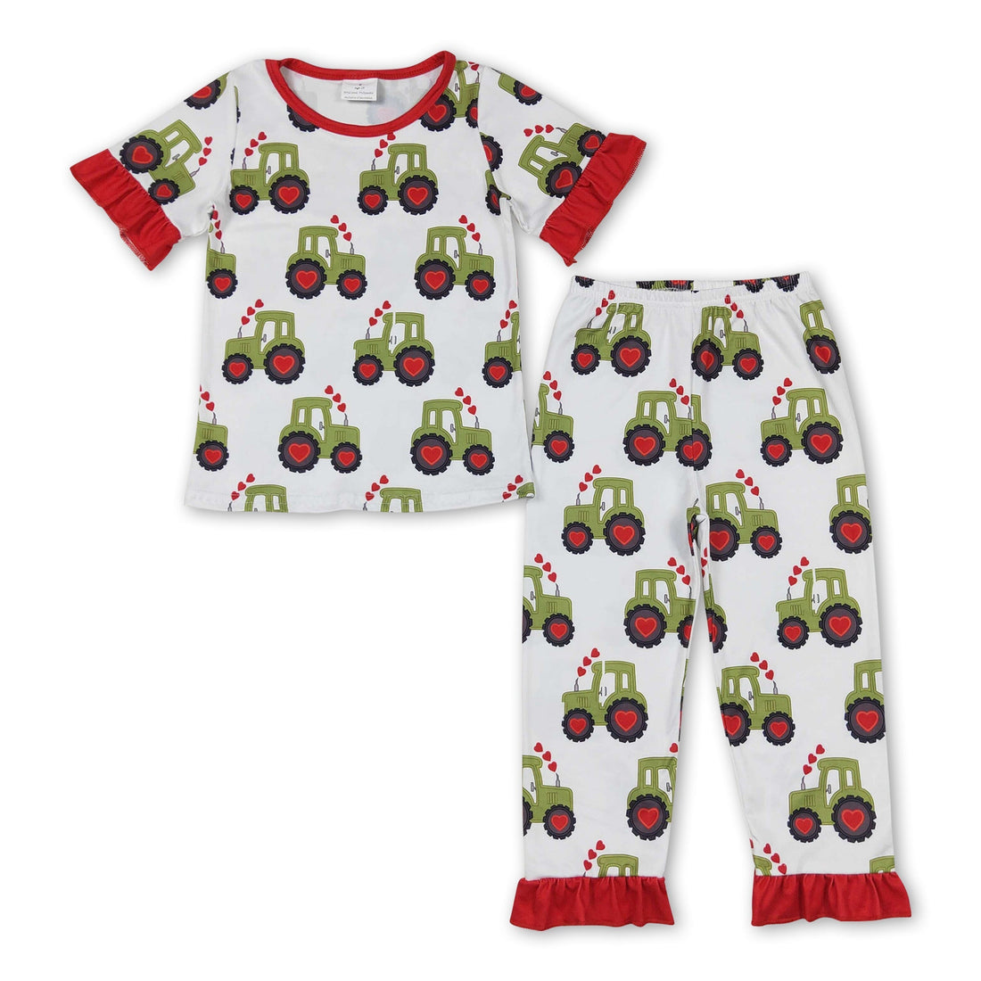 Heart tractor short sleeves farm girls valentine&