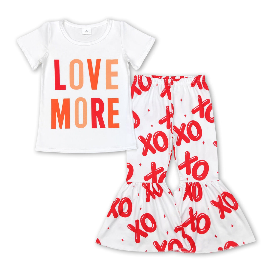 Love more top bell bottom pants girls valentine&