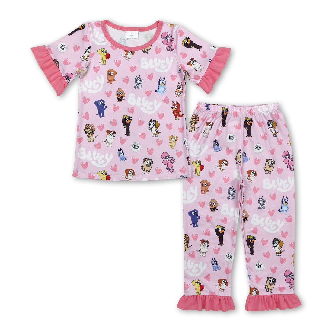 Pink short sleeves heart dog girls valentine&