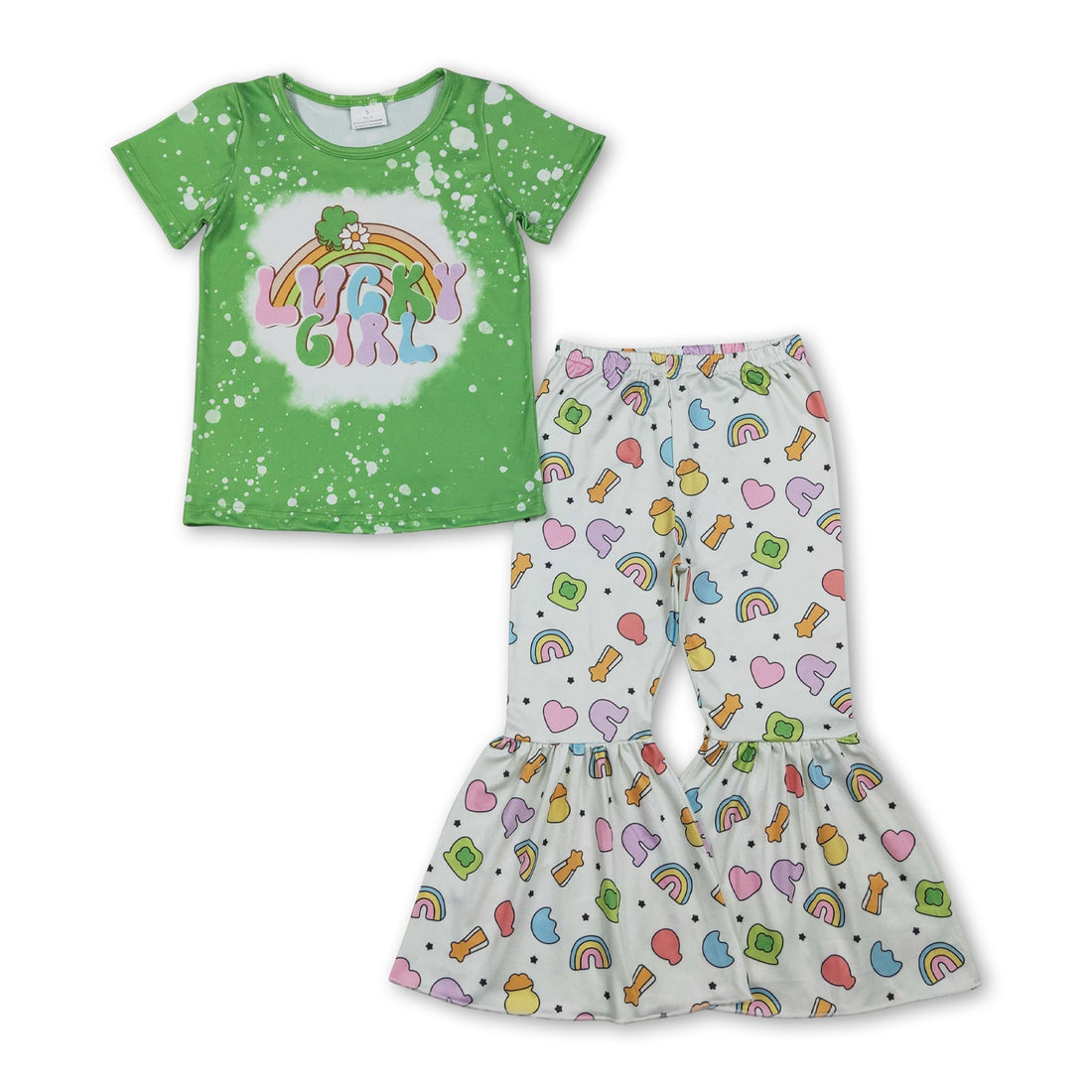 Green lucky girl rainbow St. Patrick&