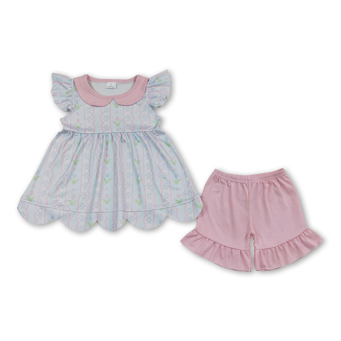 Floral scallop tunic ruffle shorts girls summer outfits