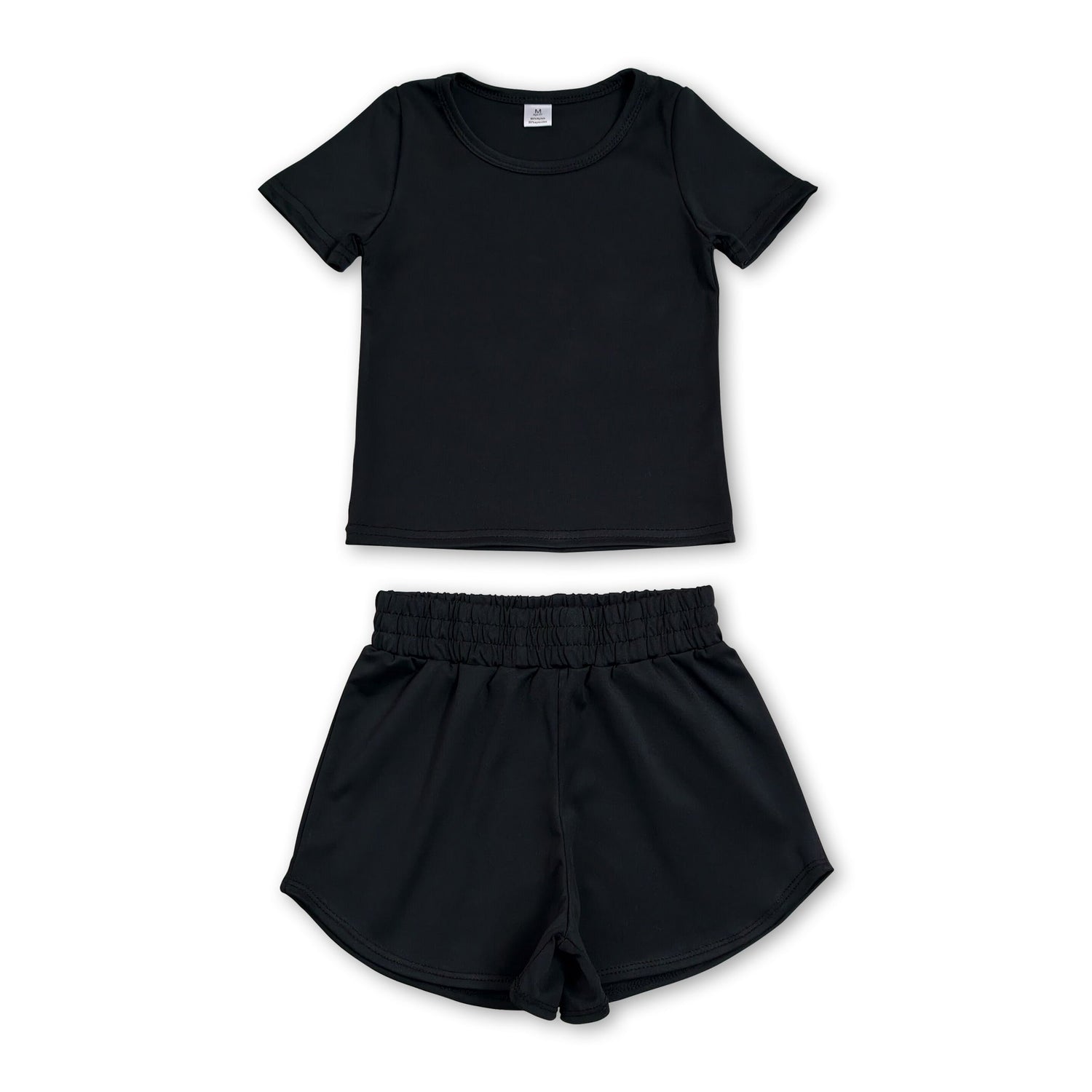 Short sleeves black top shorts kids girls yoga active set