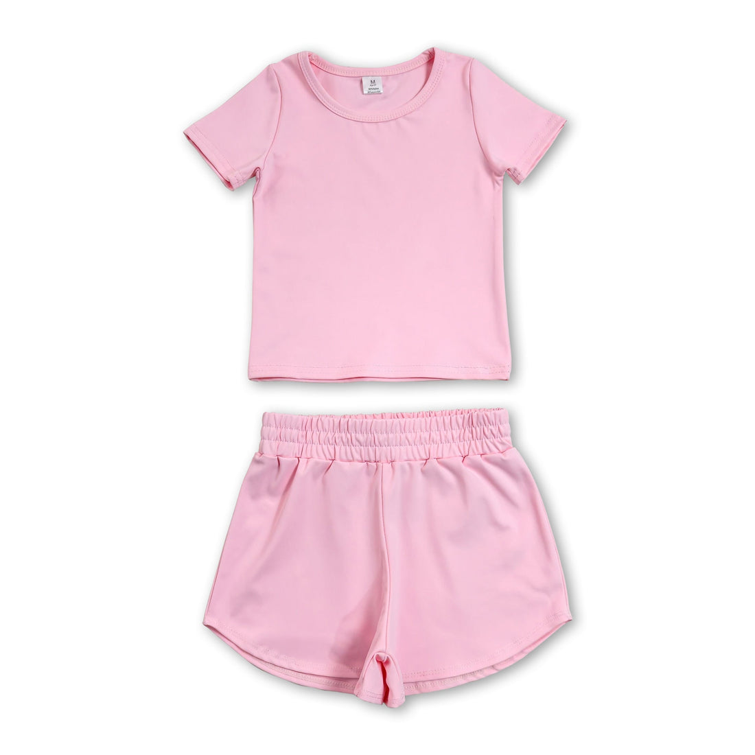 Pink girl short sleeves top and shorts yoga active set by Mini Rodeo, perfect for kids&