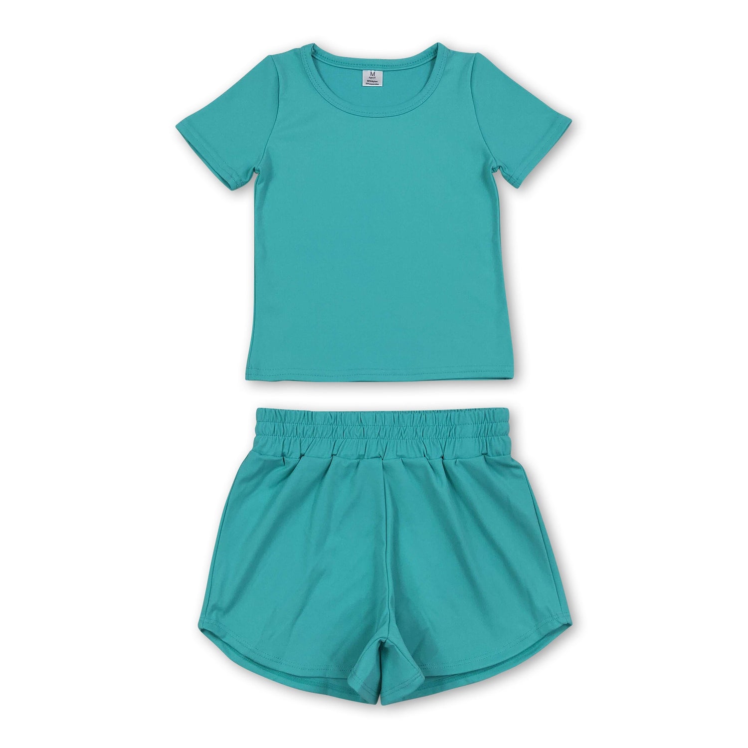 Short sleeves mint top shorts kids girls yoga active set