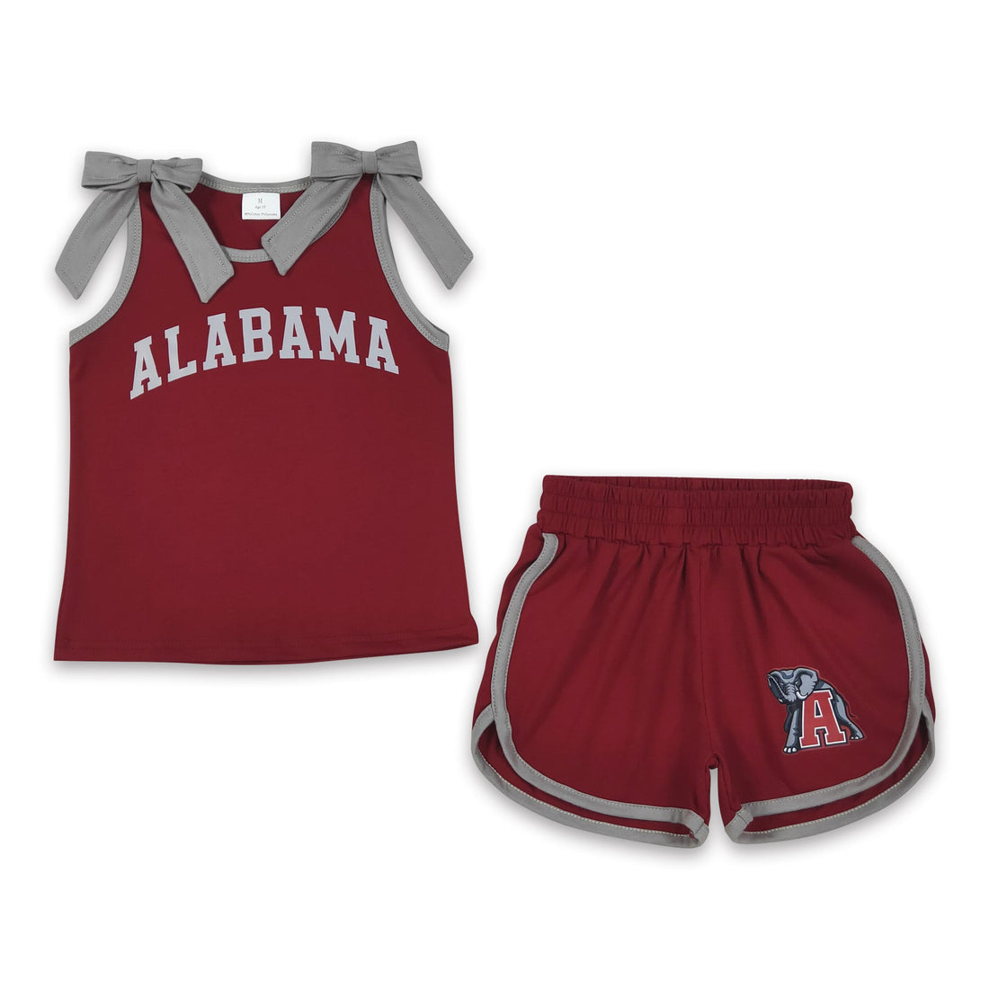 Sleeveless grey bow top elephant shorts A team girls outfits