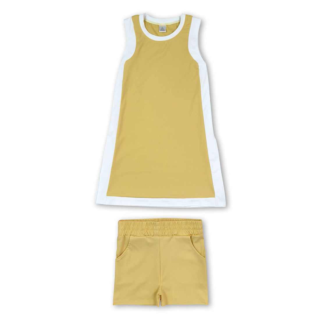 Yellow white dress shorts girls team active outfits