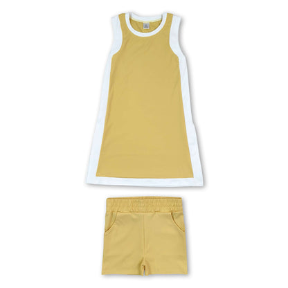 Yellow white dress shorts girls team active outfits