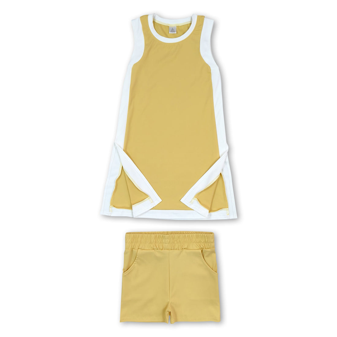 Yellow white dress shorts girls team active outfits