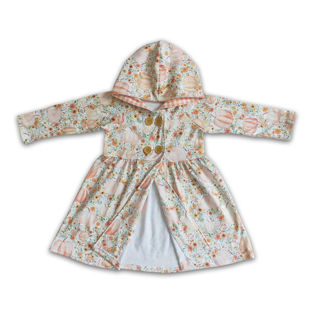 Floral pumkin hoodie dress baby girls fall  cardigan