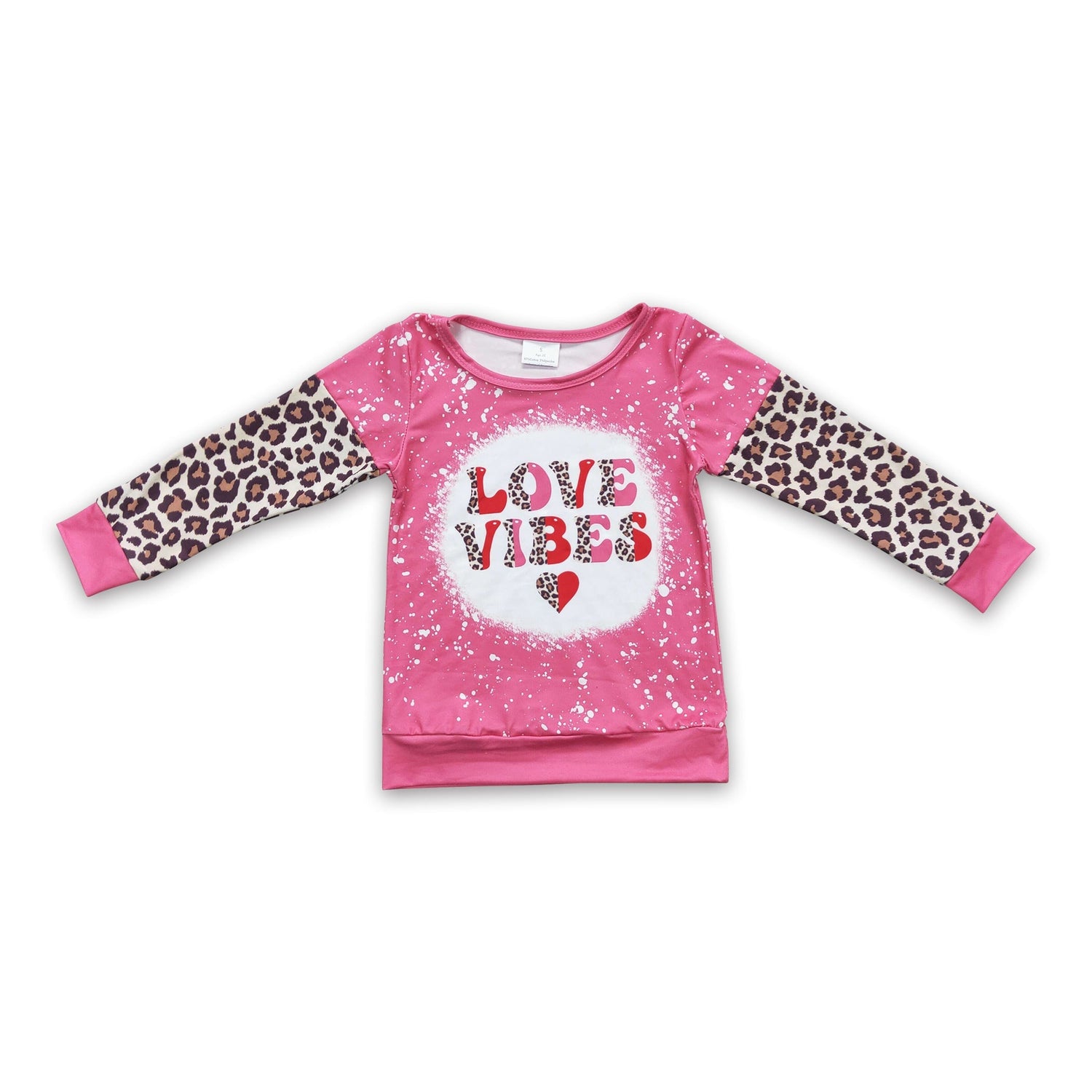 Love vibes heart leopard kids girls valentine&