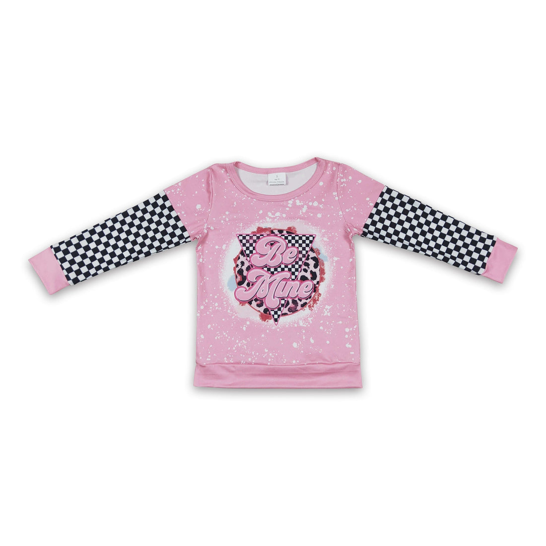 Pink be mine plaid long sleeves girls Valentine&