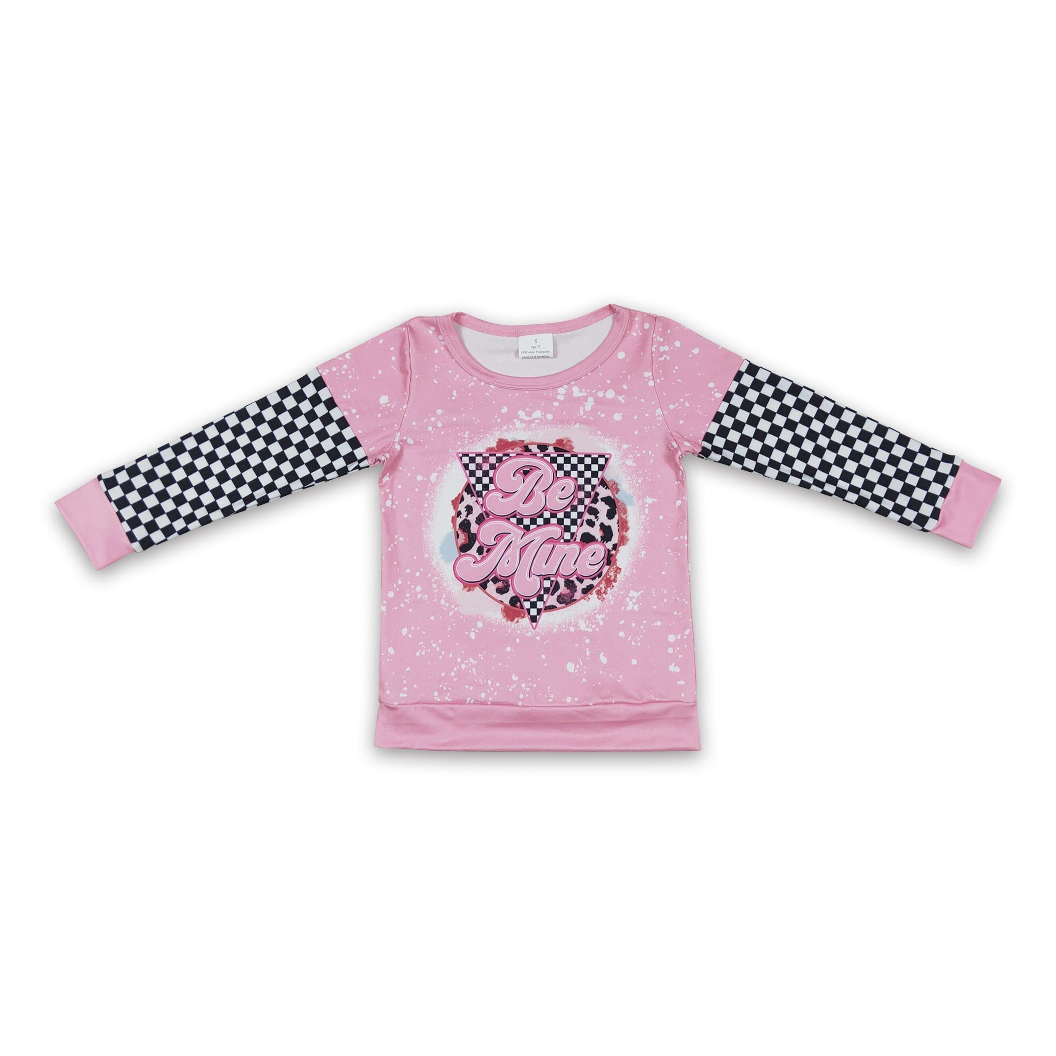 Pink be mine plaid long sleeves girls Valentine&