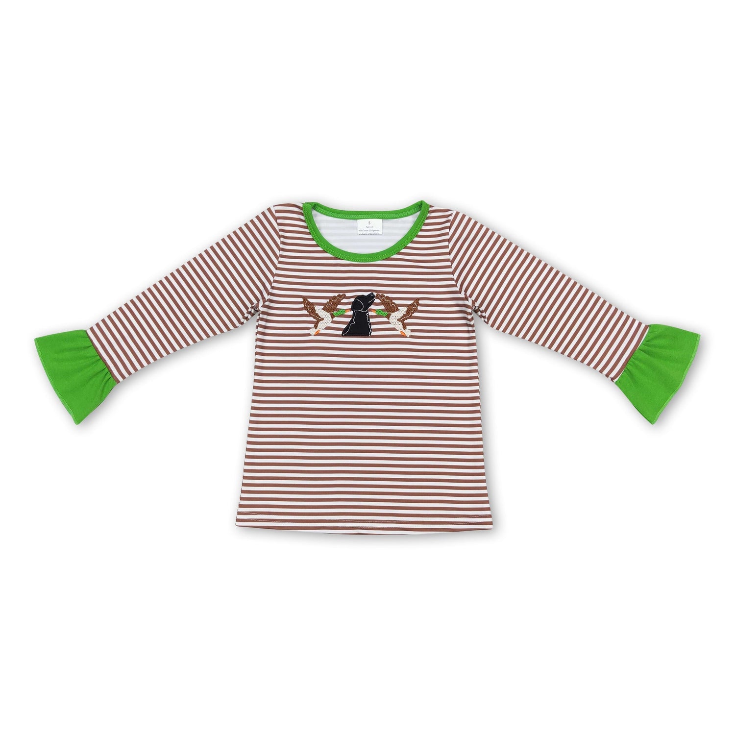 Brown stripe long sleeves duck dog girls hunting shirt