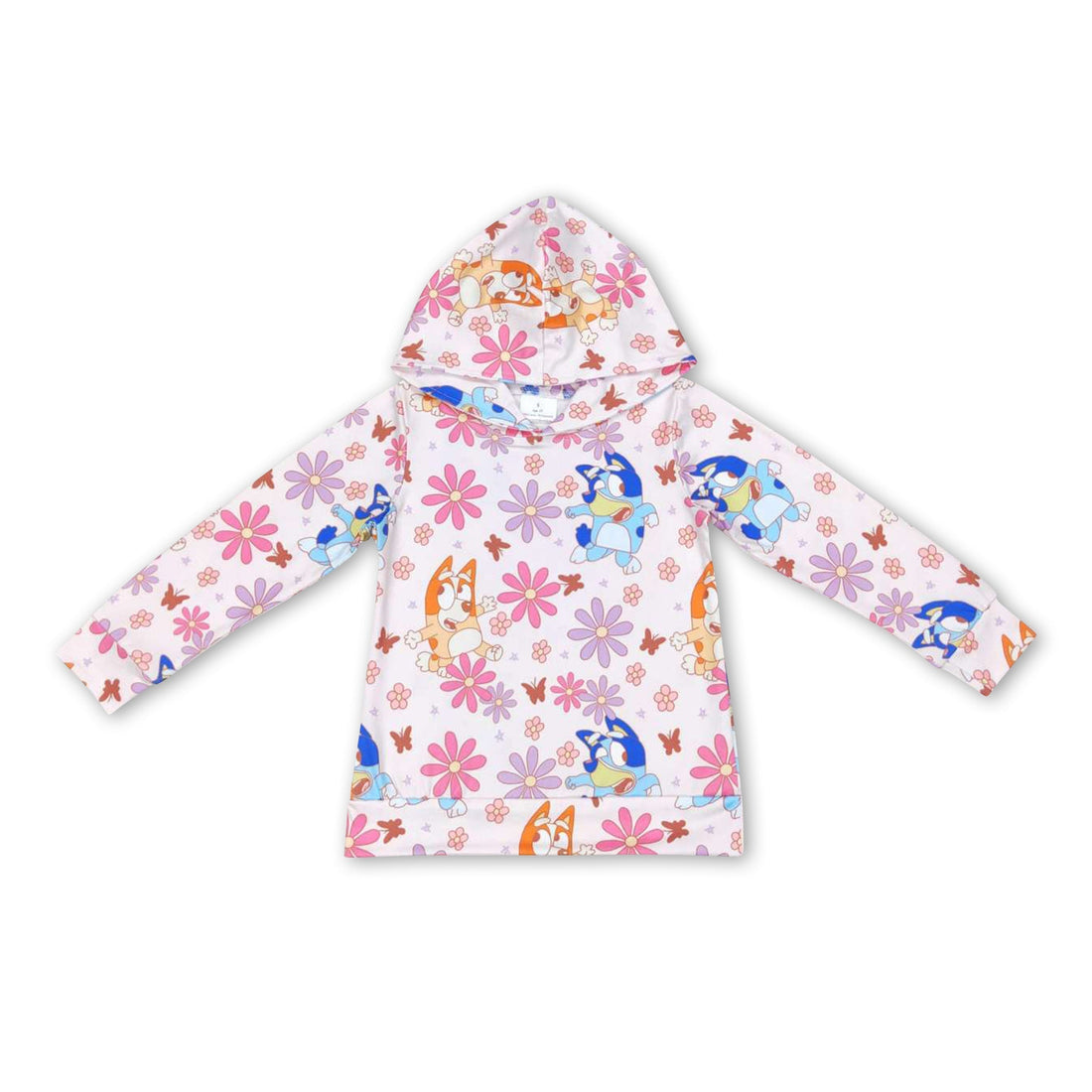 Floral cute dogs long sleeves kids girls hoodie