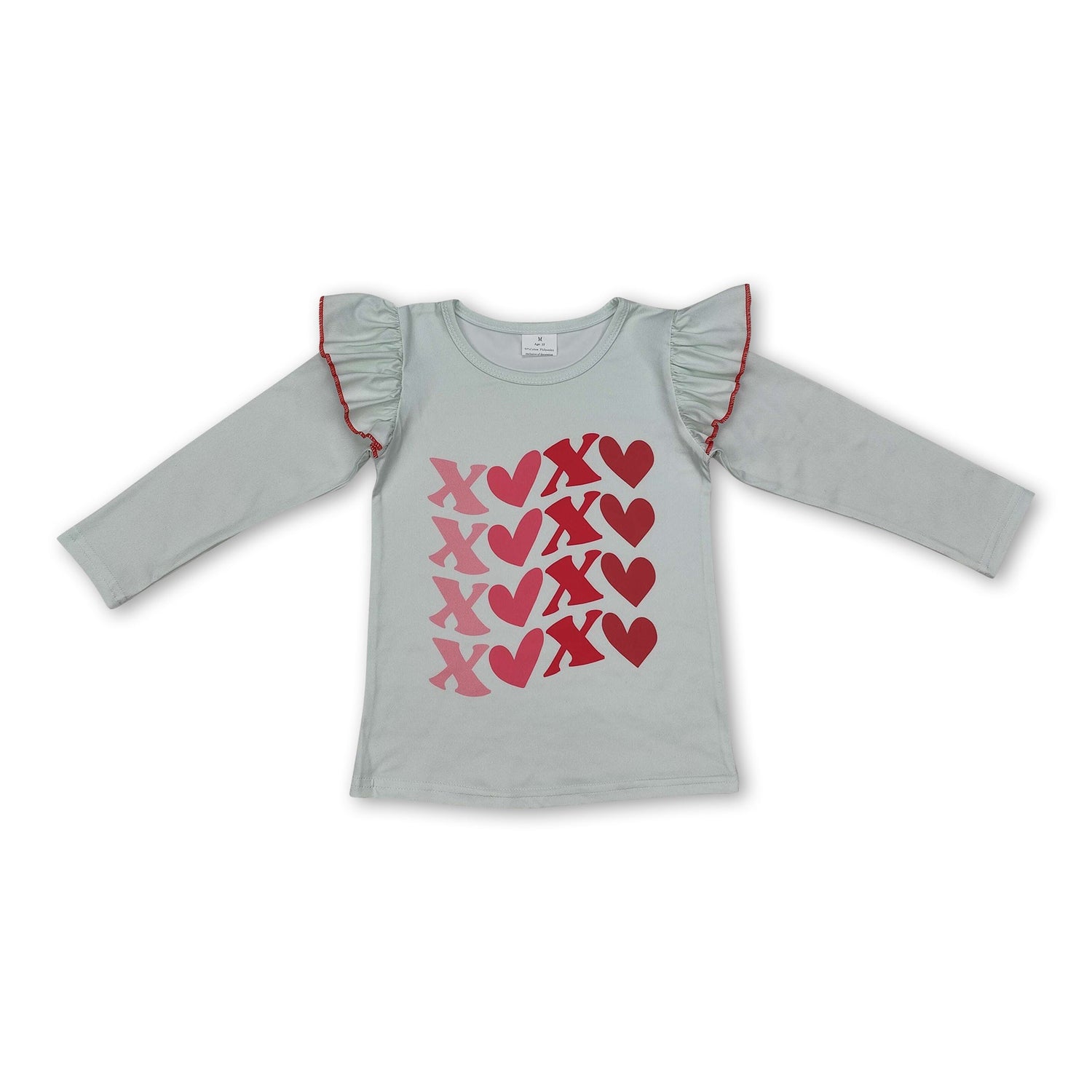 Long sleeves heart baby girls valentine&