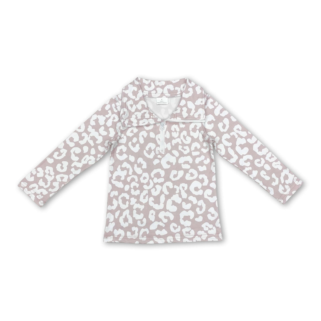 Long sleeves leopard zipper baby girls pullover