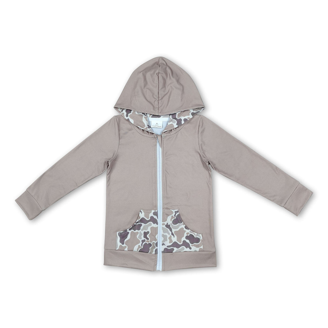 Long sleeves pocket deer camo girls hooded jacket
