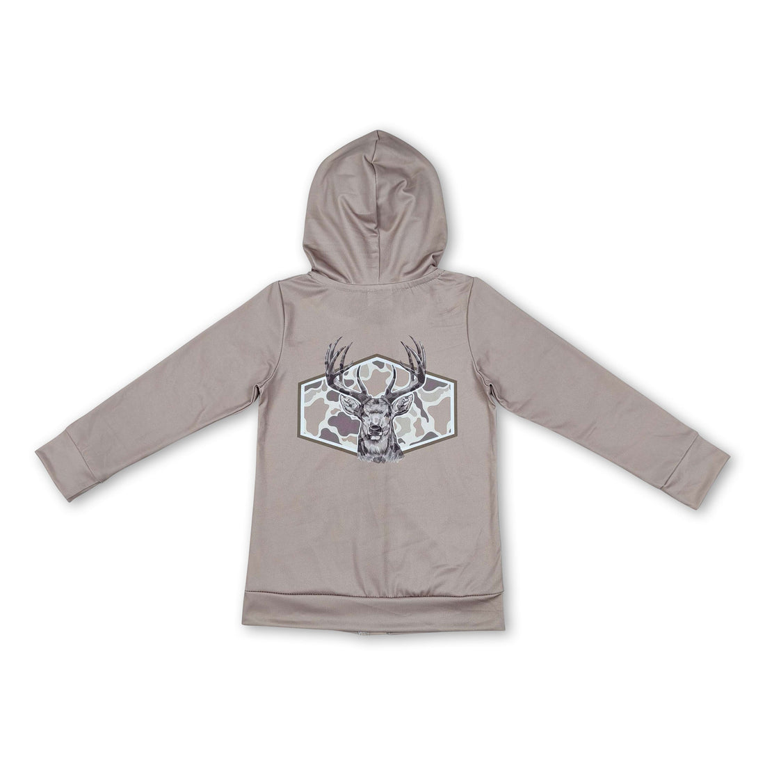 Long sleeves pocket deer camo girls hooded jacket