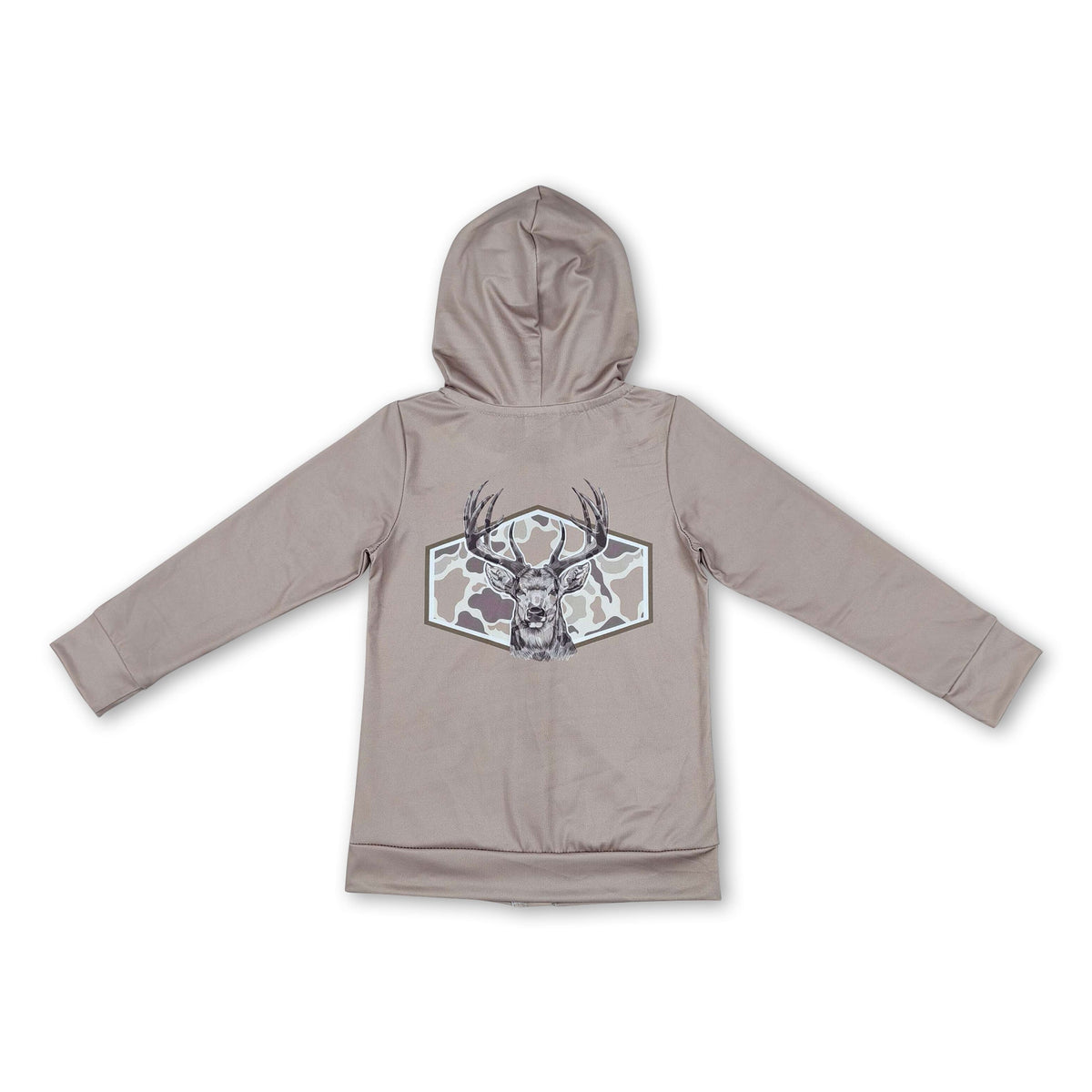 Long sleeves pocket deer camo girls hooded jacket