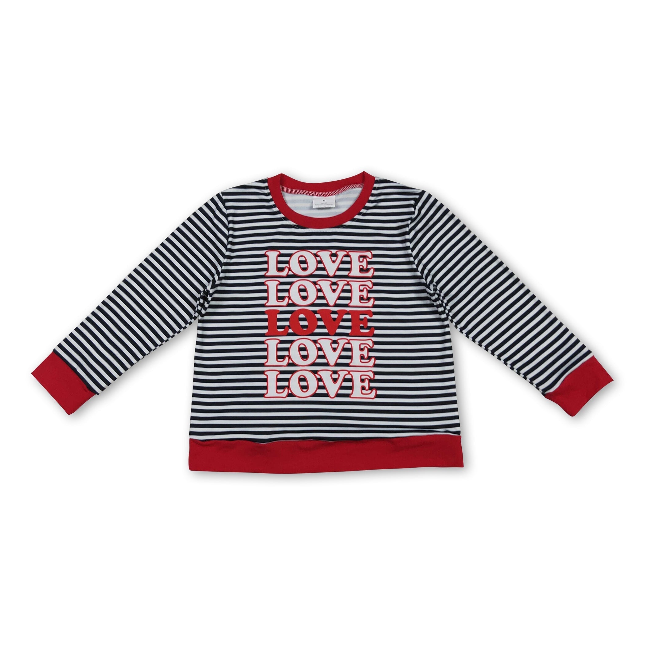 Long sleeves stripe love baby kids Valentine&