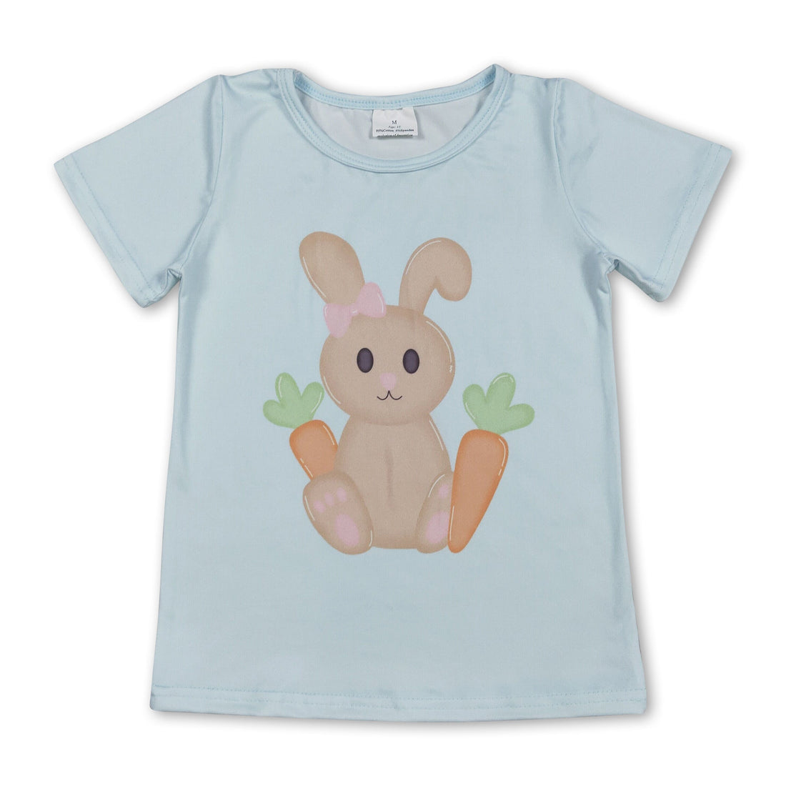 Short sleeves carrot rabbit baby girls Easter shirt