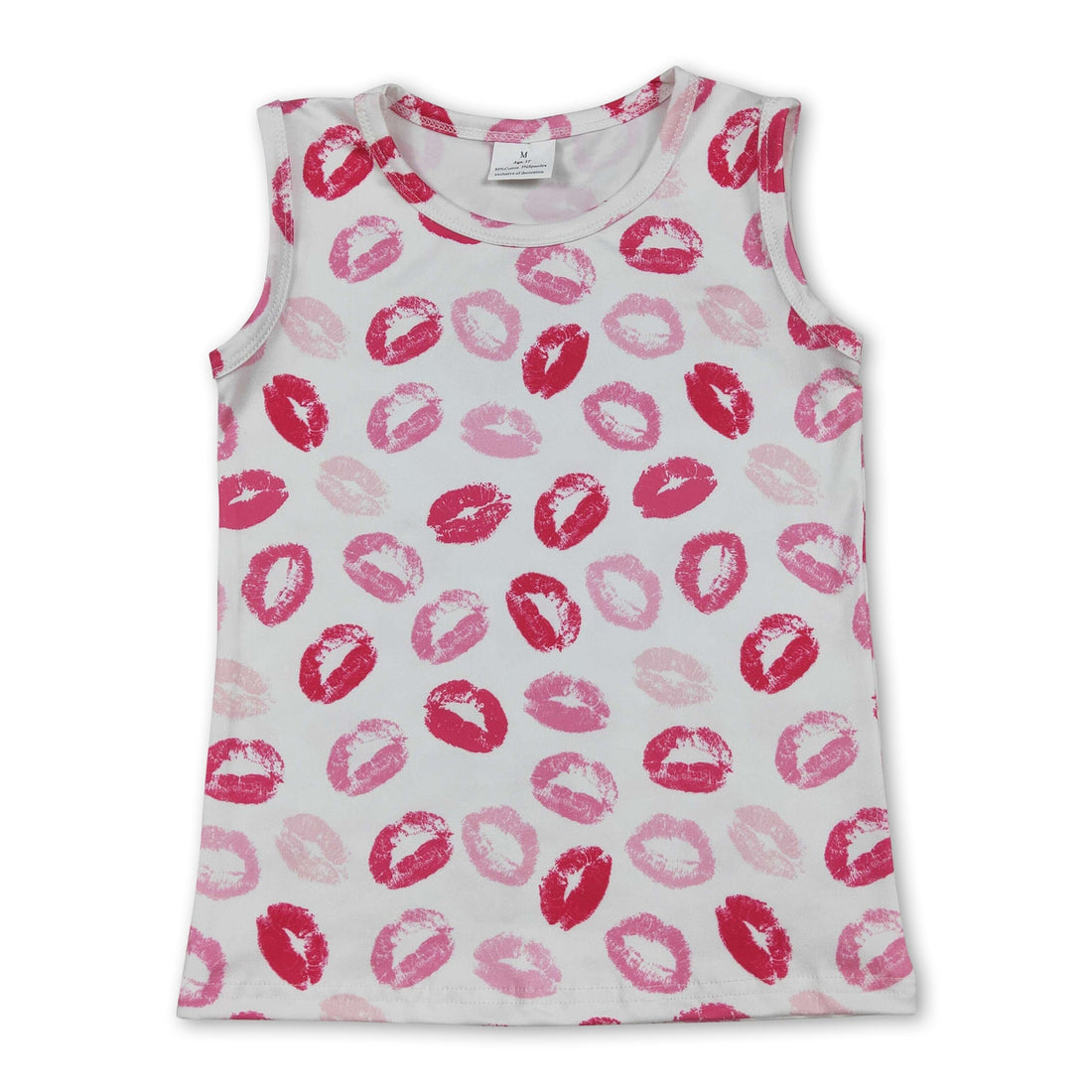 Sleeveless lips kids girls Valentine&