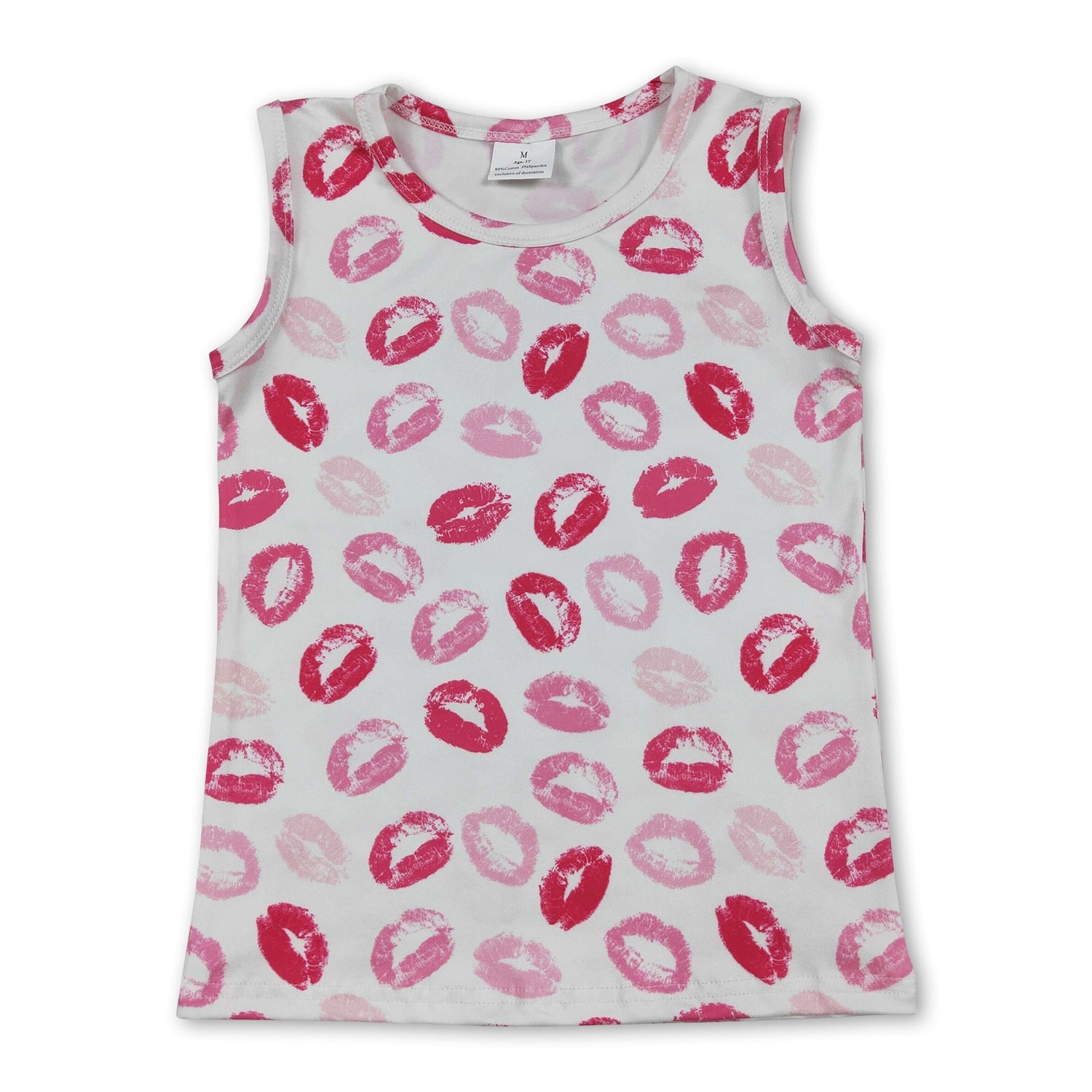 Sleeveless lips kids girls Valentine&