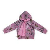 Pink camo long-sleeve hooded jacket for girls by Mini Rodeo, winter kids&