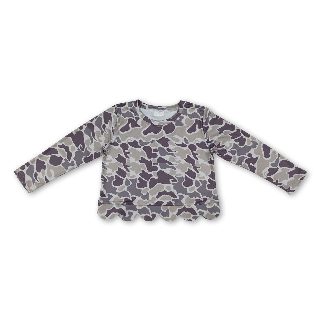 Long sleeves camo scallop kids girls top